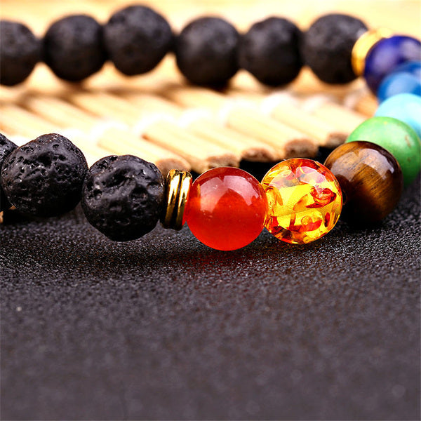 Bracciale Chakra Vulcanico Albero della Vita con portachiavi