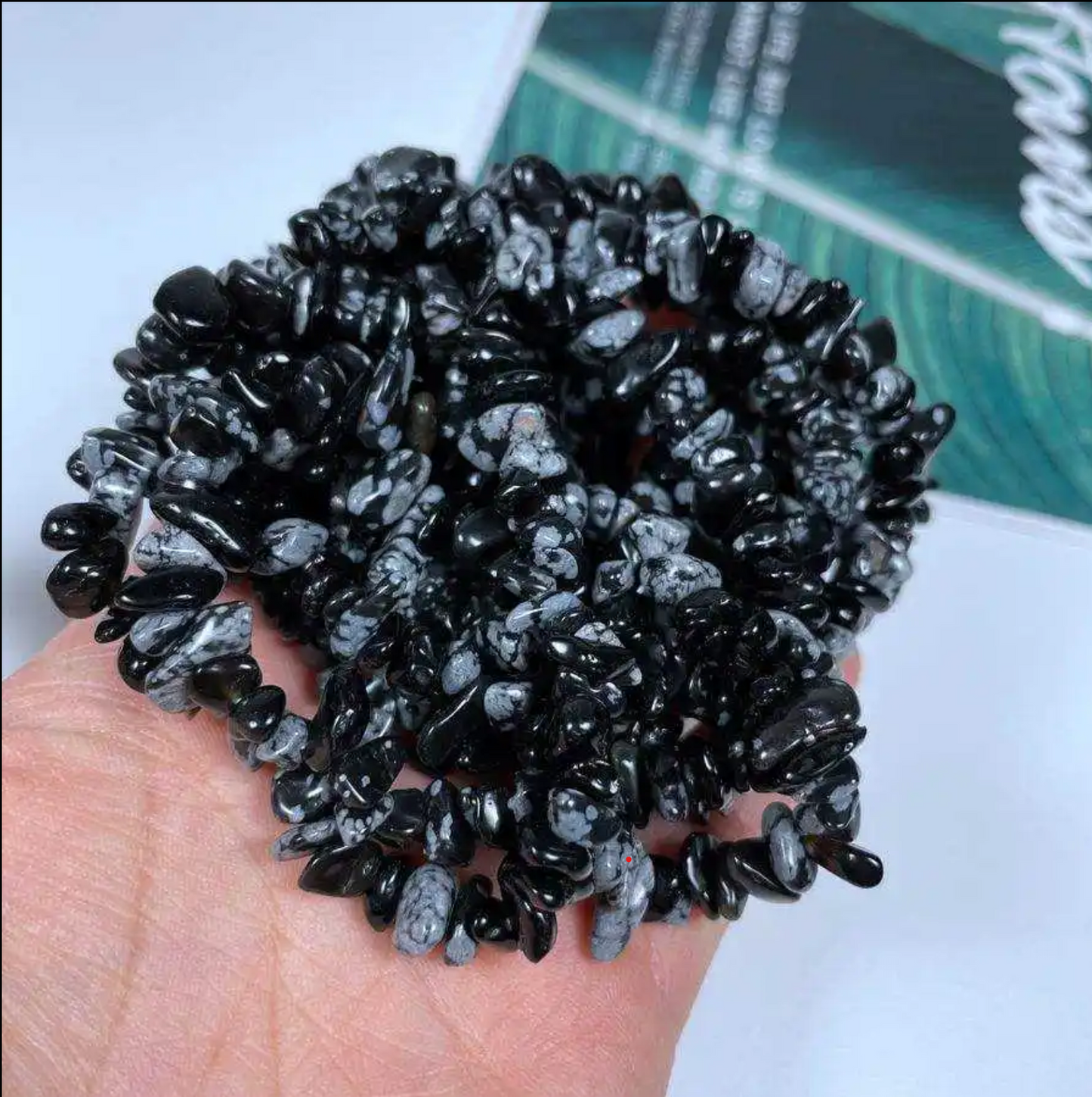 Bracciale in ossidiana a fiocco di neve