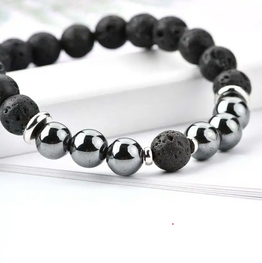 Bracciale di ematite e pietra lavica