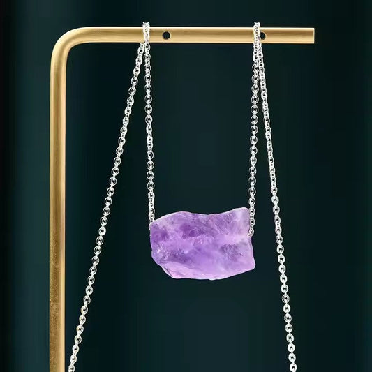 Ciondolo in ametista con catena argentata