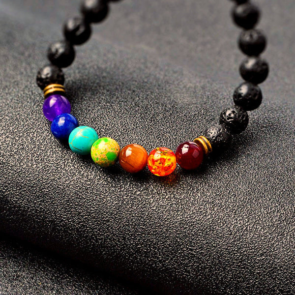 Bracciale Chakra Vulcanico Albero della Vita con portachiavi