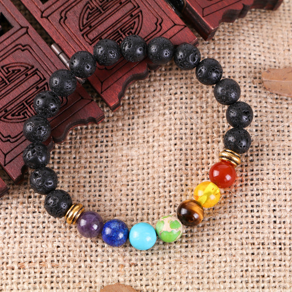 Bracciale Chakra Vulcanico Albero della Vita con portachiavi