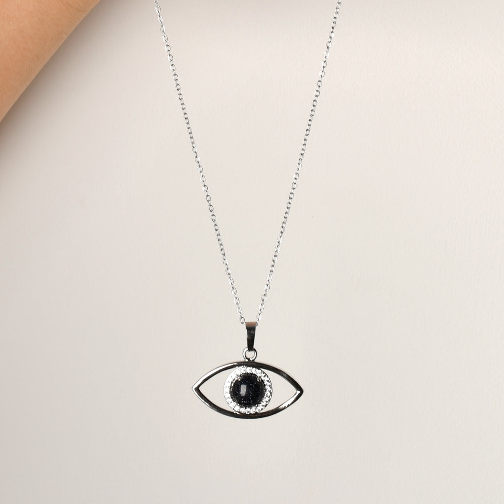 Collana con occhio di Horus in pietra d'oro blu