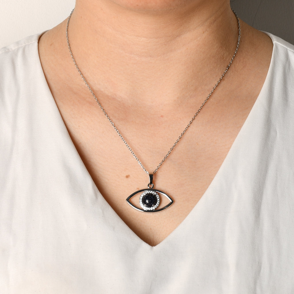 Collana con occhio di Horus in pietra d'oro blu
