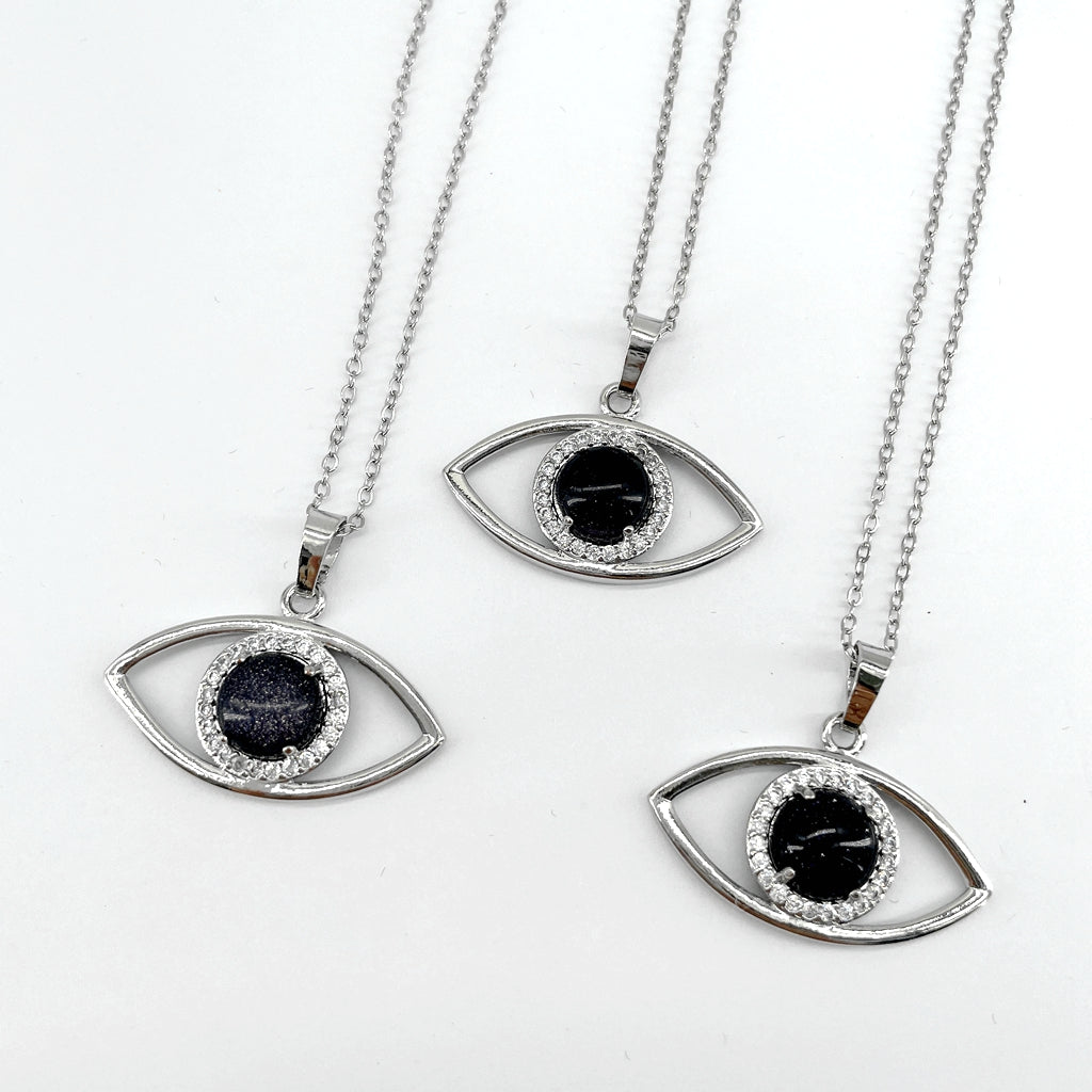 Collana con occhio di Horus in pietra d'oro blu