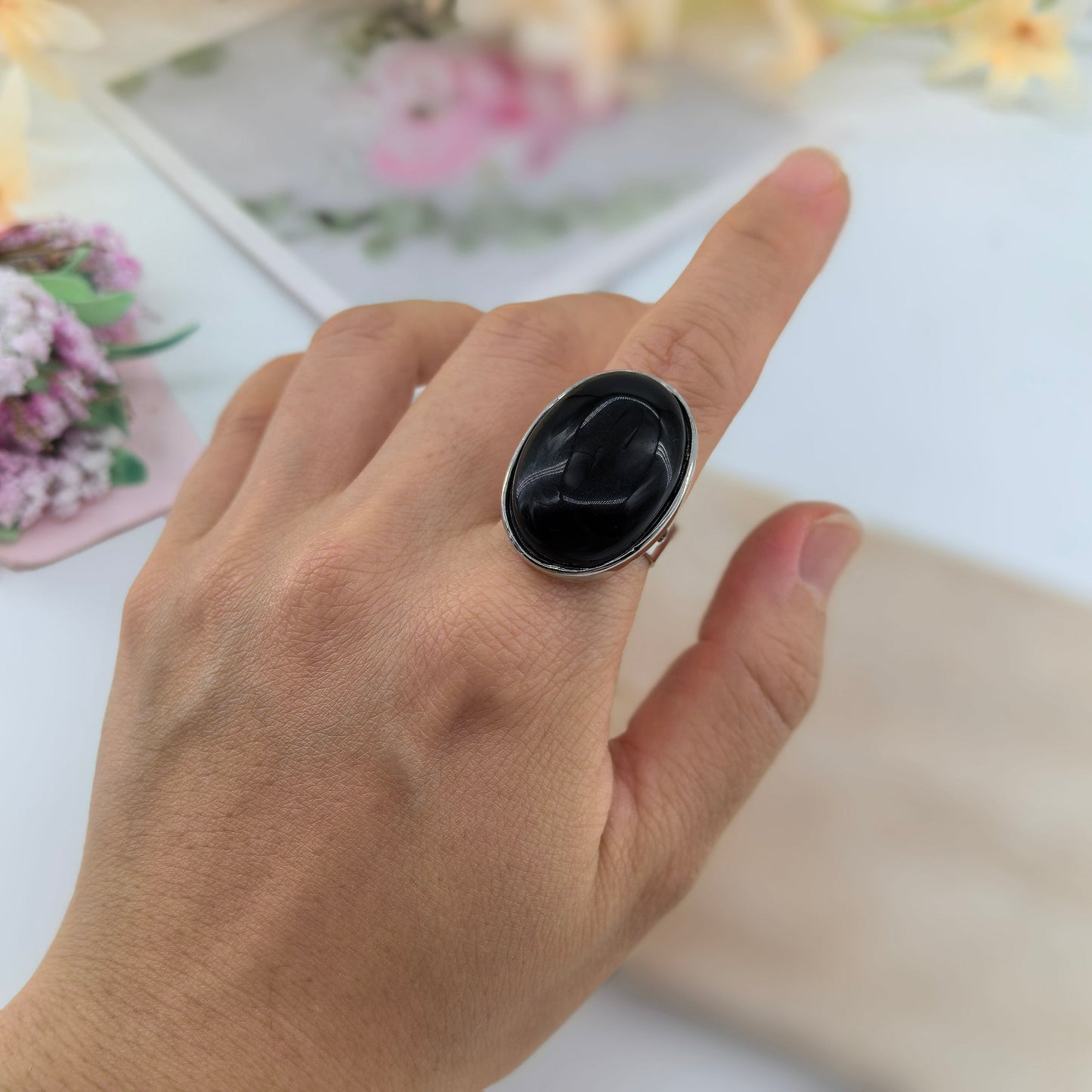 Anello di ossidiana nera