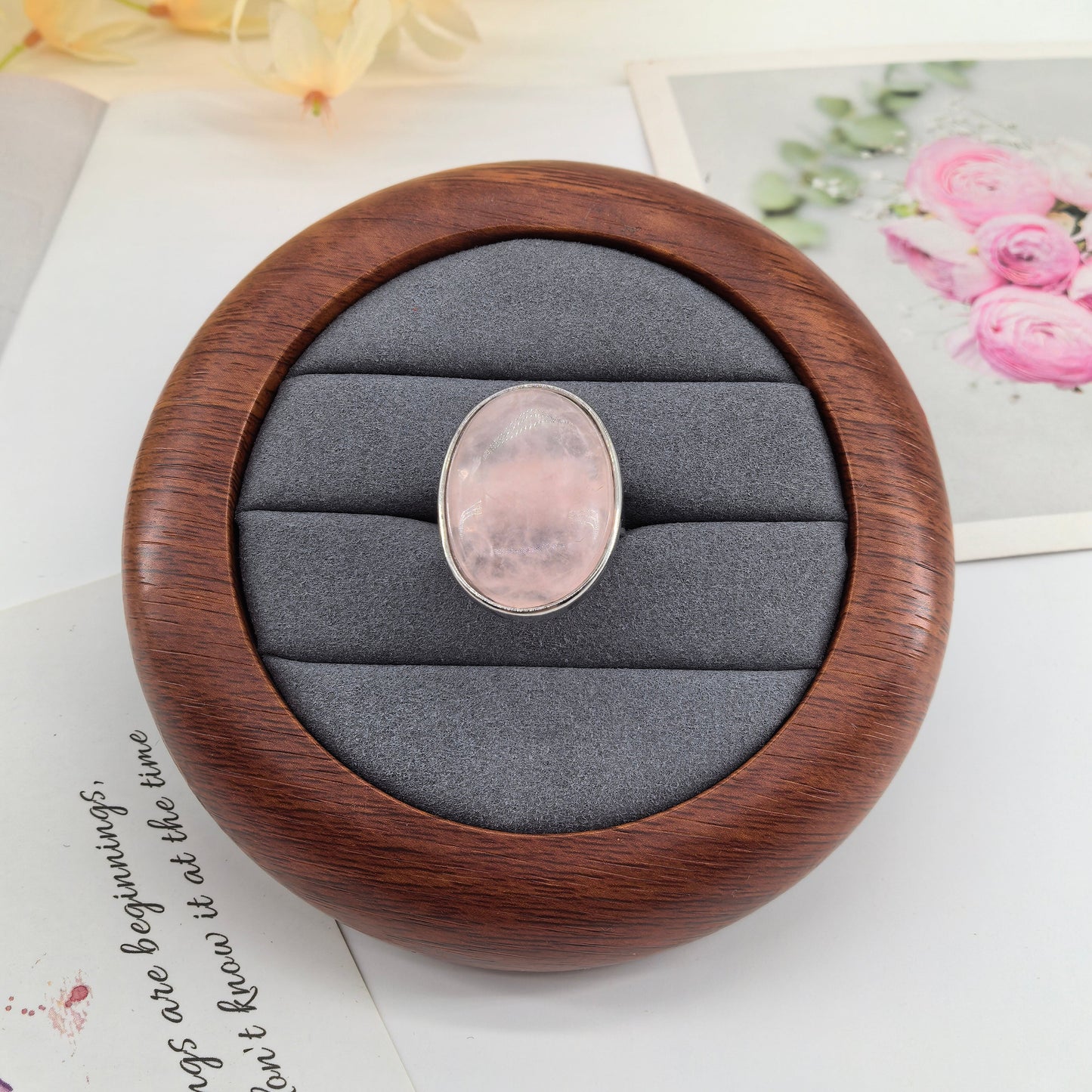 Anello di quarzo rosa