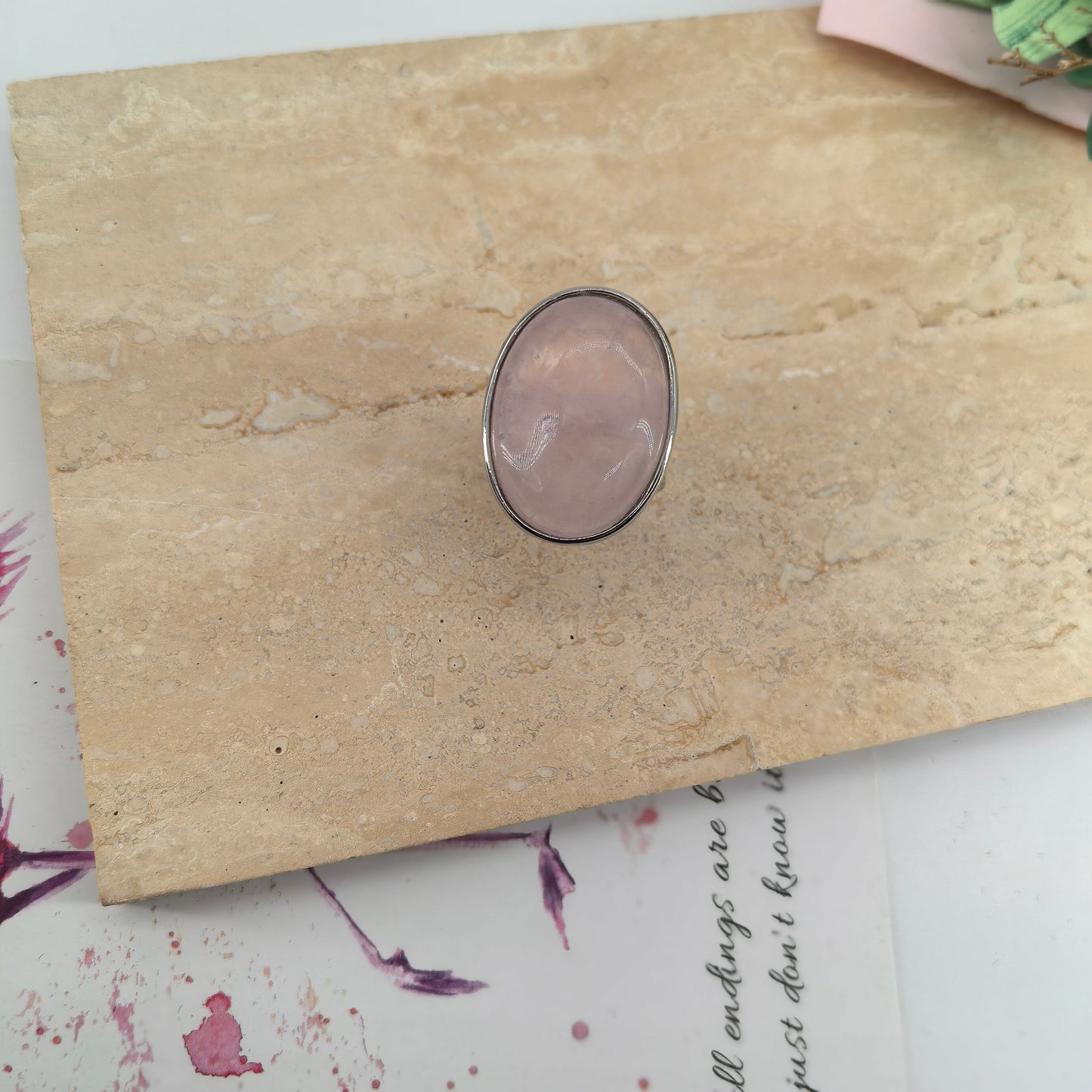 Anello di quarzo rosa